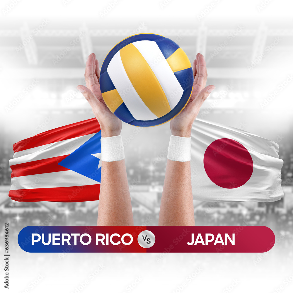 Puerto Rico vs Japan national teams volleyball volley ball match competition concept.