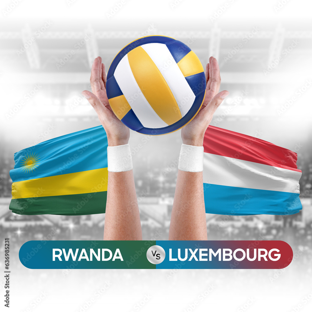 Rwanda vs Luxembourg national teams volleyball volley ball match competition concept.