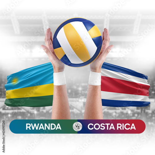 Rwanda vs Costa Rica national teams volleyball volley ball match competition concept.