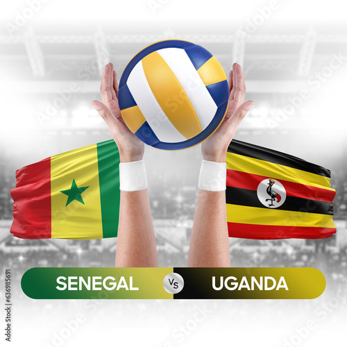 Senegal vs Uganda national teams volleyball volley ball match competition concept.