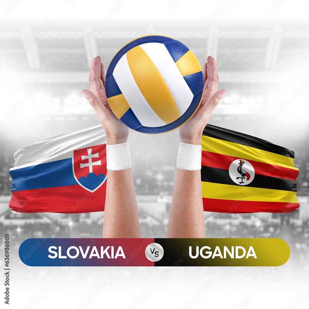 Slovakia vs Uganda national teams volleyball volley ball match competition concept.