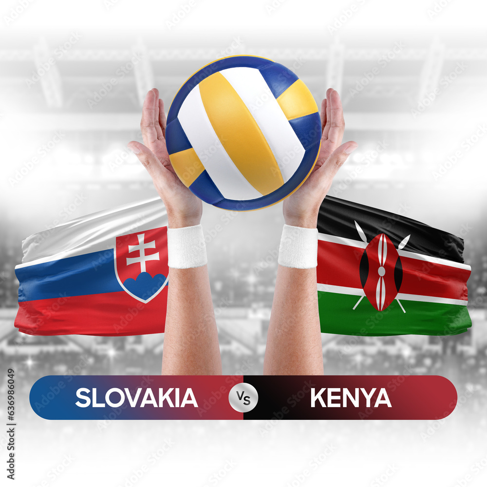 Slovakia vs Kenya national teams volleyball volley ball match competition concept.
