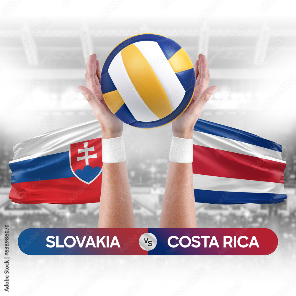 Slovakia vs Costa Rica national teams volleyball volley ball match competition concept.