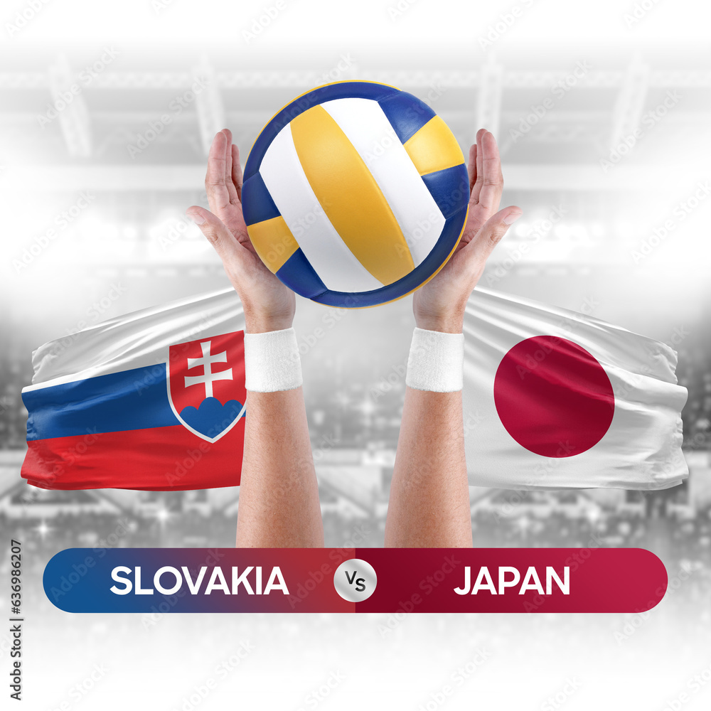 Slovakia vs Japan national teams volleyball volley ball match competition concept.