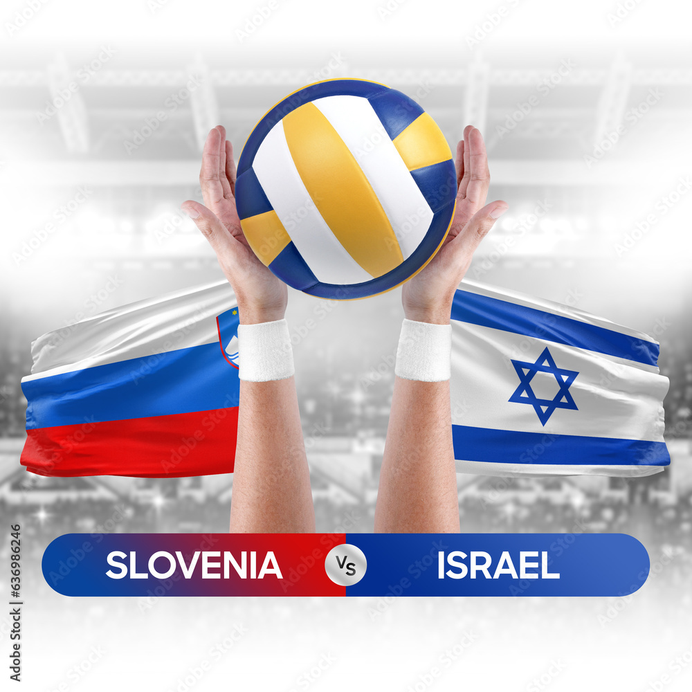 Slovenia vs Israel national teams volleyball volley ball match competition concept.