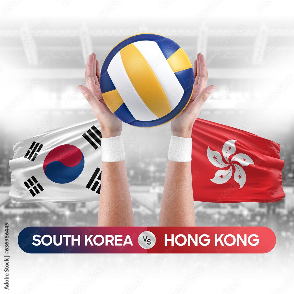 South Korea vs Hong Kong national teams volleyball volley ball match competition concept.