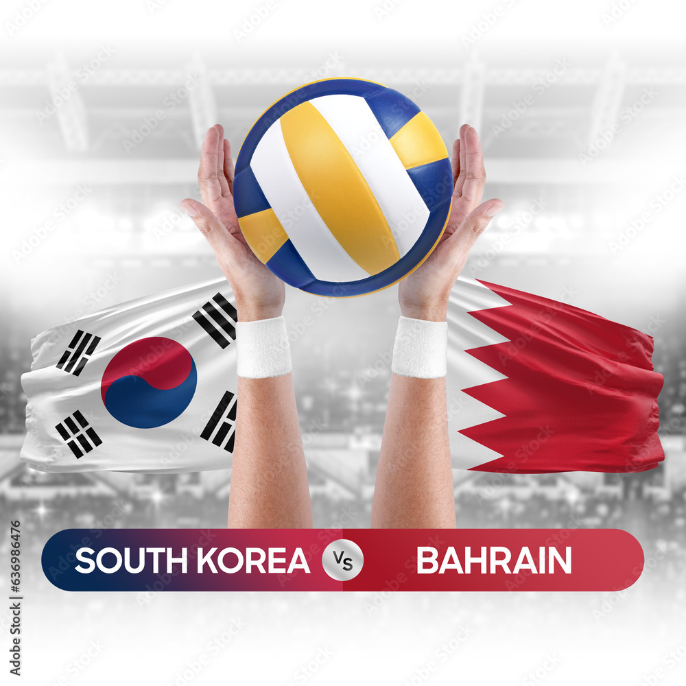 South Korea vs Bahrain national teams volleyball volley ball match competition concept.