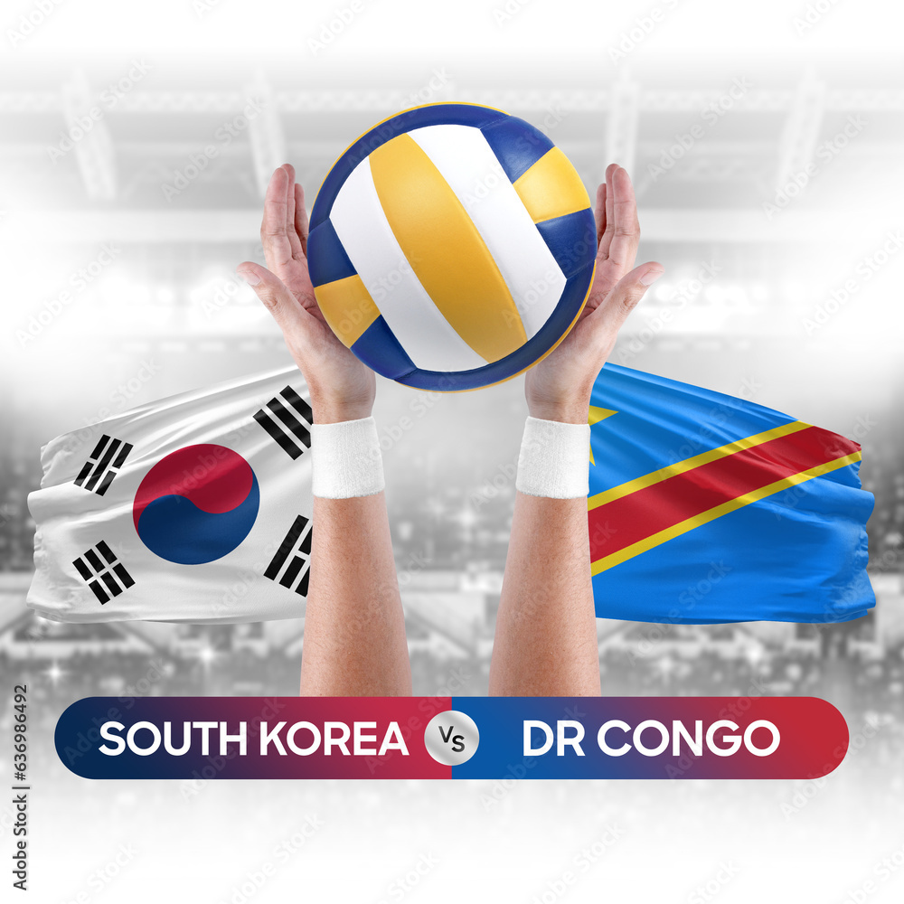 South Korea vs Dr Congo national teams volleyball volley ball match competition concept.