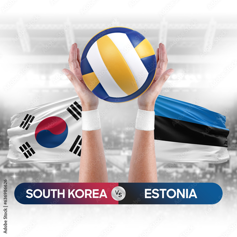 South Korea vs Estonia national teams volleyball volley ball match competition concept.