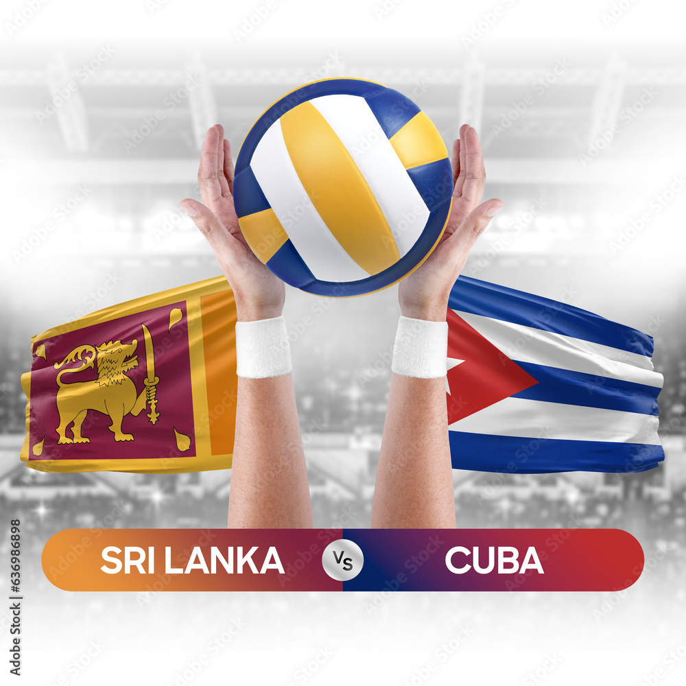 Sri Lanka vs Cuba national teams volleyball volley ball match competition concept.