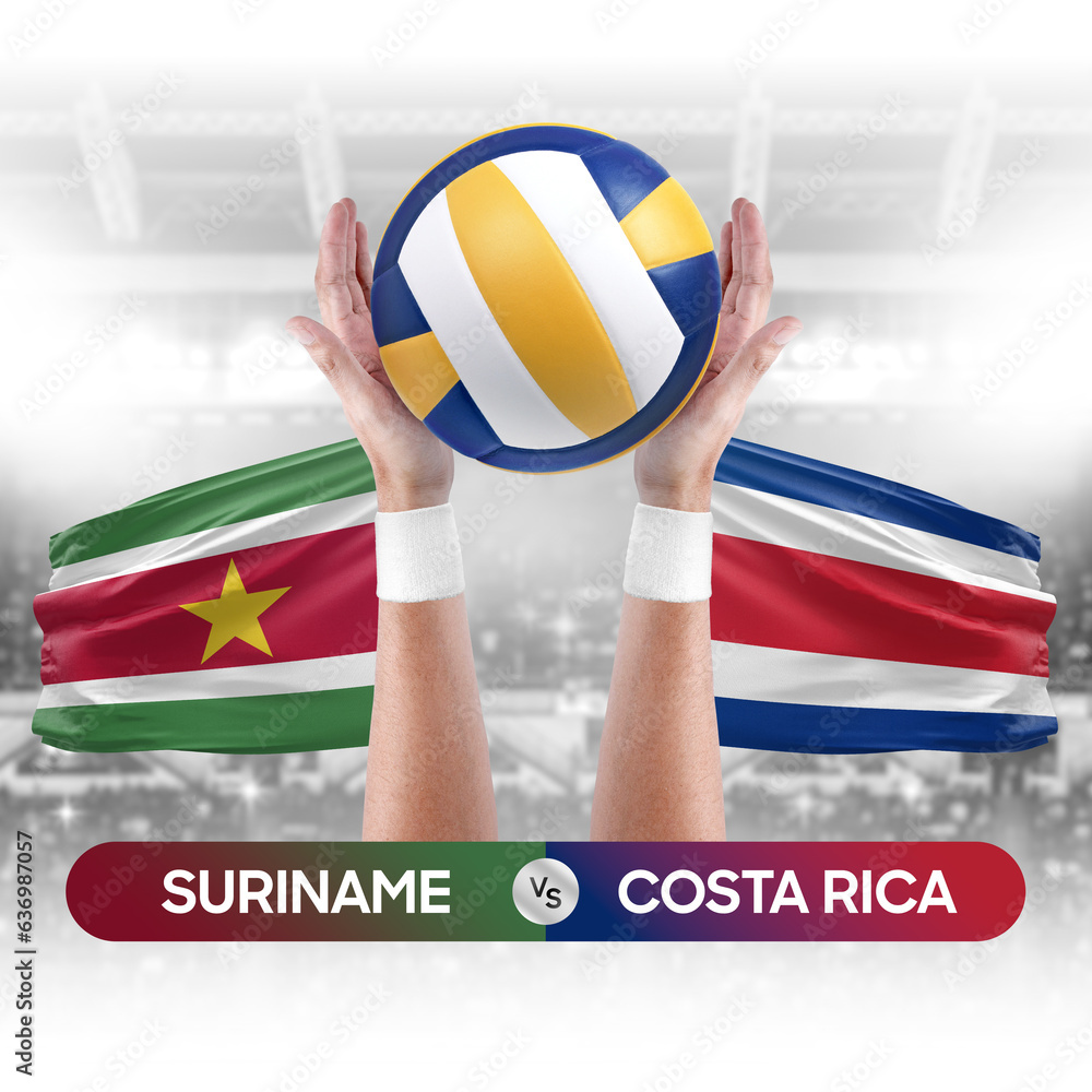 Suriname vs Costa Rica national teams volleyball volley ball match competition concept.
