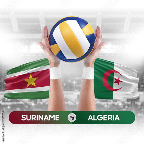 Suriname vs Algeria national teams volleyball volley ball match competition concept.