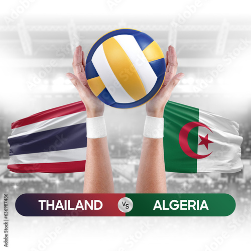Thailand vs Algeria national teams volleyball volley ball match competition concept.