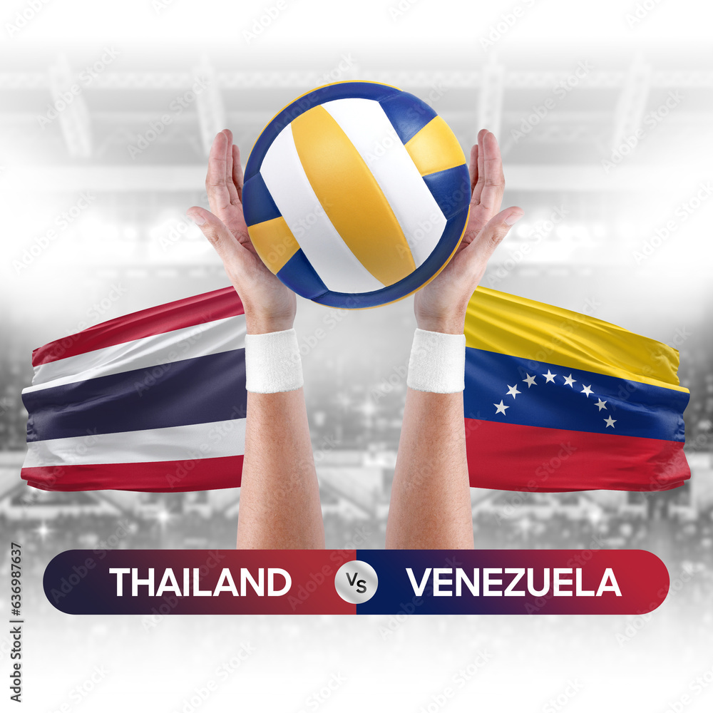 Thailand vs Venezuela national teams volleyball volley ball match competition concept.