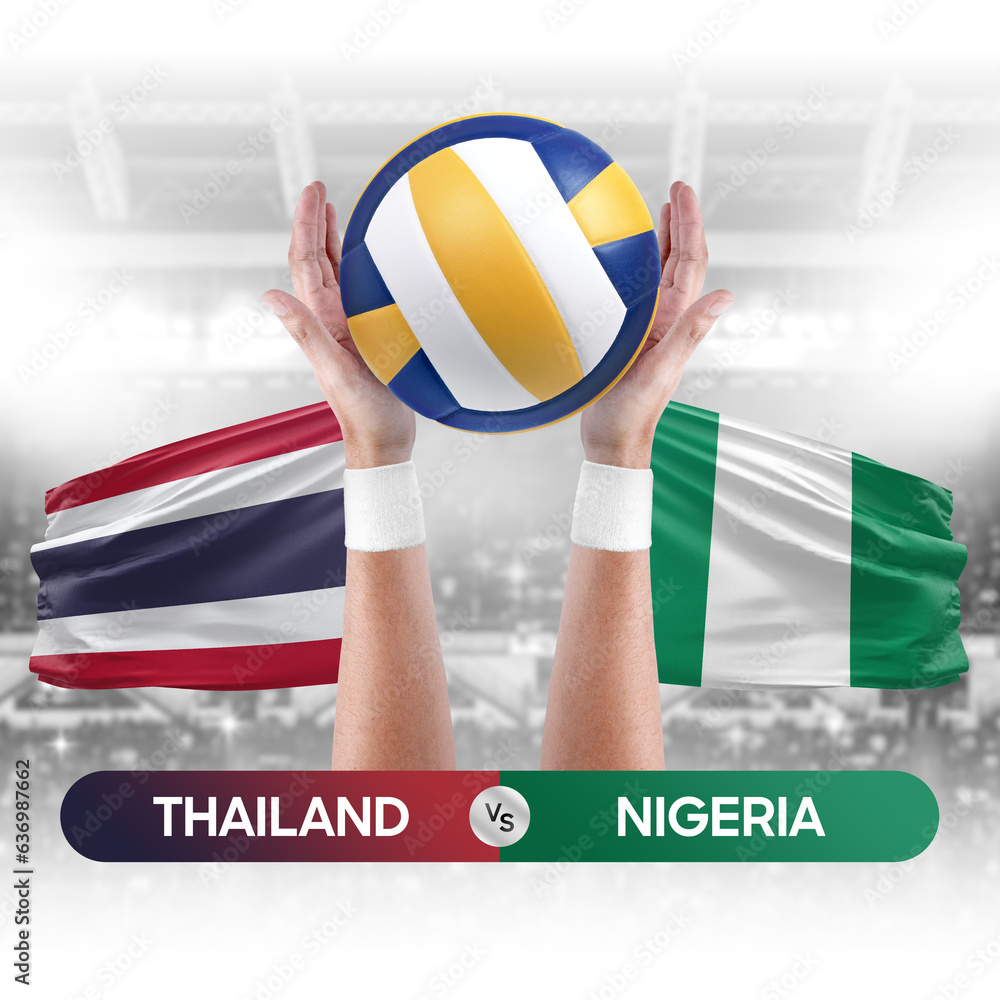 Thailand vs Nigeria national teams volleyball volley ball match competition concept.