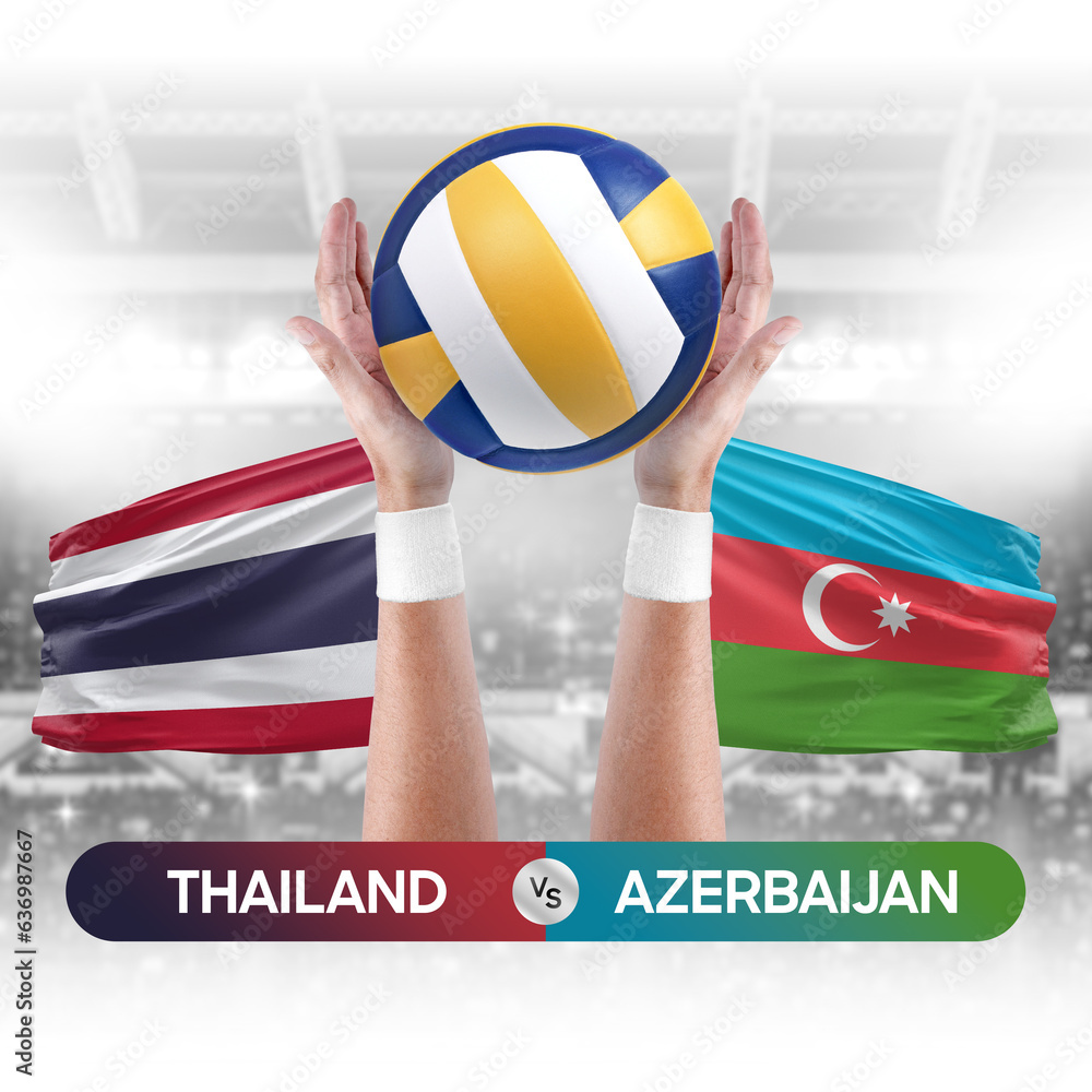 Thailand vs Azerbaijan national teams volleyball volley ball match competition concept.