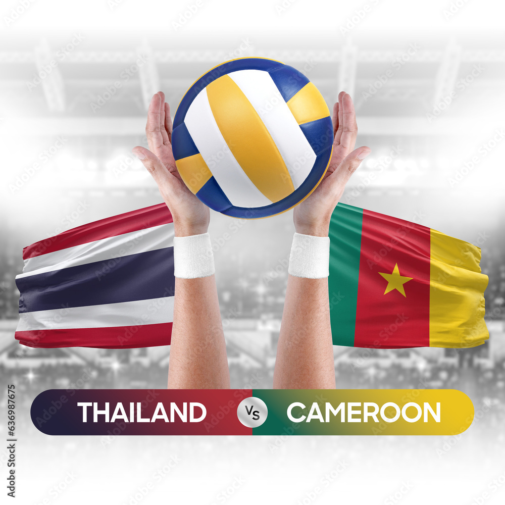 Thailand vs Cameroon national teams volleyball volley ball match competition concept.