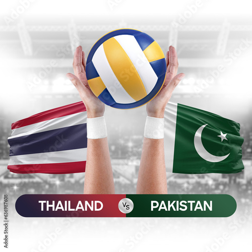 Thailand vs Pakistan national teams volleyball volley ball match competition concept.
