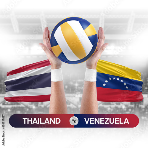 Thailand vs Venezuela national teams volleyball volley ball match competition concept.