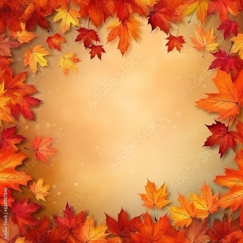 A collection of colorful autumn leaves on vintage background Top view with copy space. 