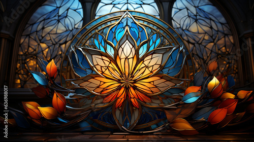 Beautiful flower pattern in stained-glass window style. You can use it for invitations, notebook covers, phone cases, postcards, cards, wallpapers.