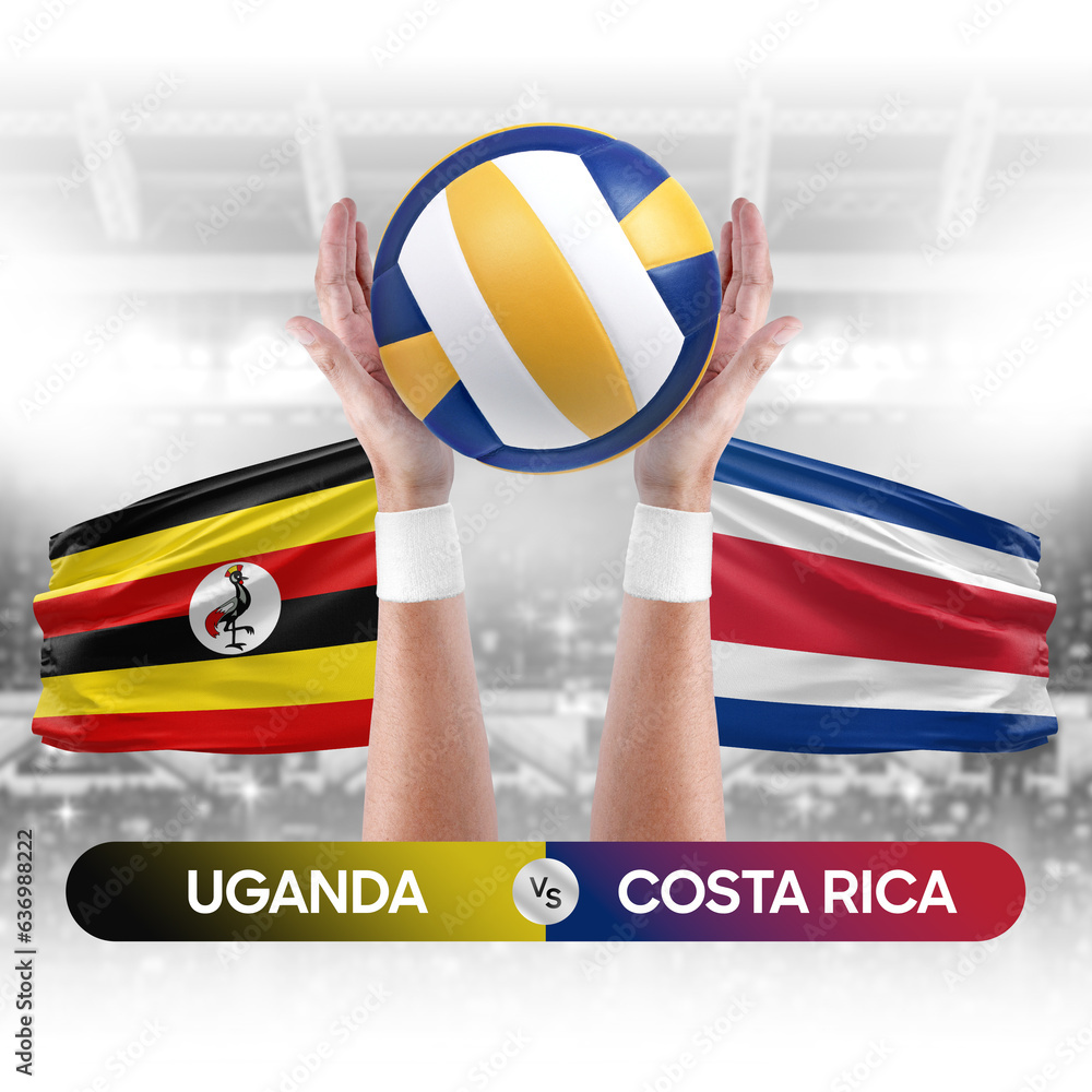 Uganda vs Costa Rica national teams volleyball volley ball match competition concept.