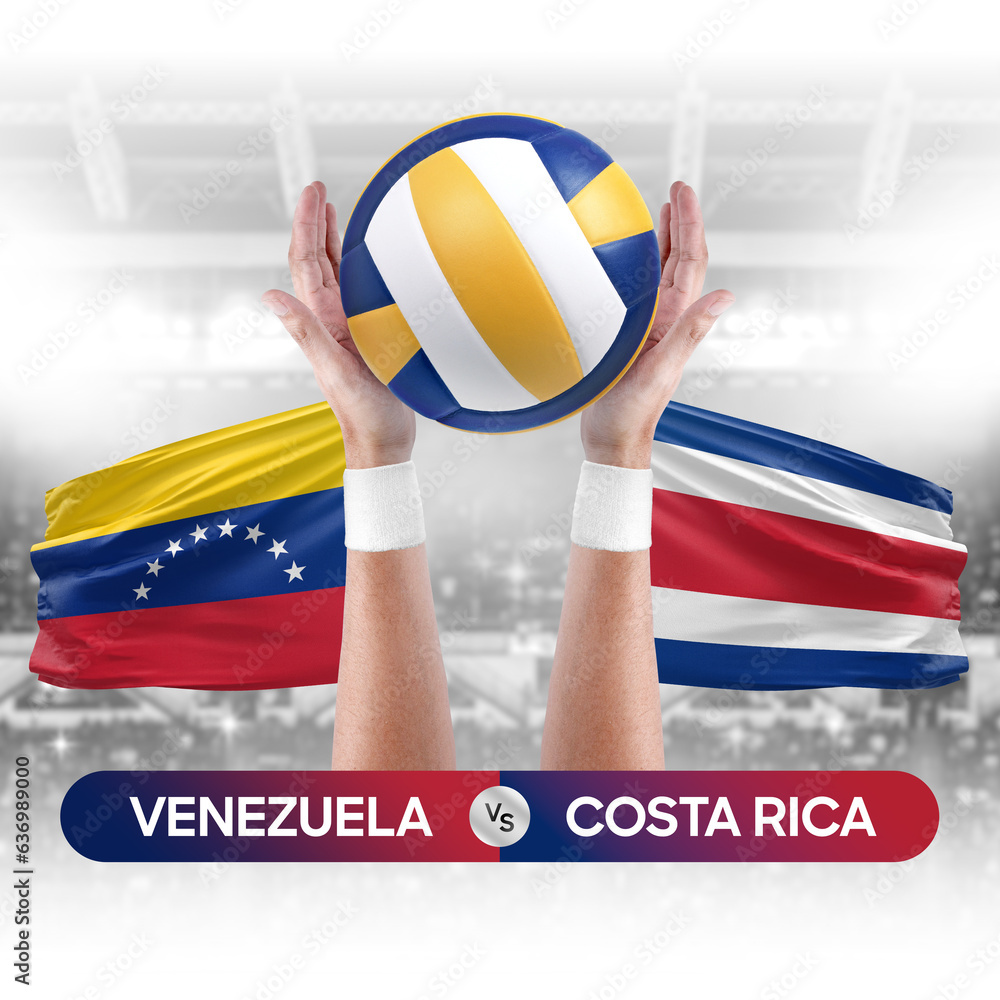 Venezuela vs Costa Rica national teams volleyball volley ball match competition concept.