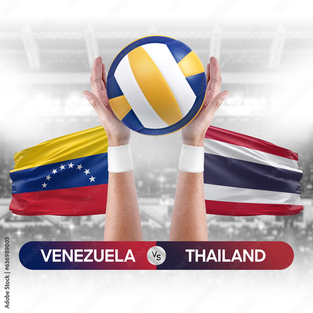 Venezuela vs Thailand national teams volleyball volley ball match competition concept.