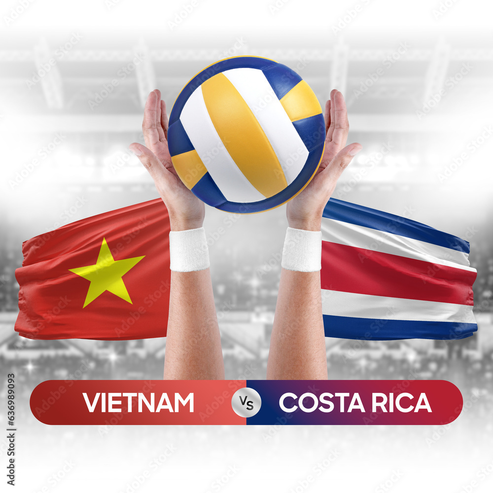 Vietnam vs Costa Rica national teams volleyball volley ball match competition concept.