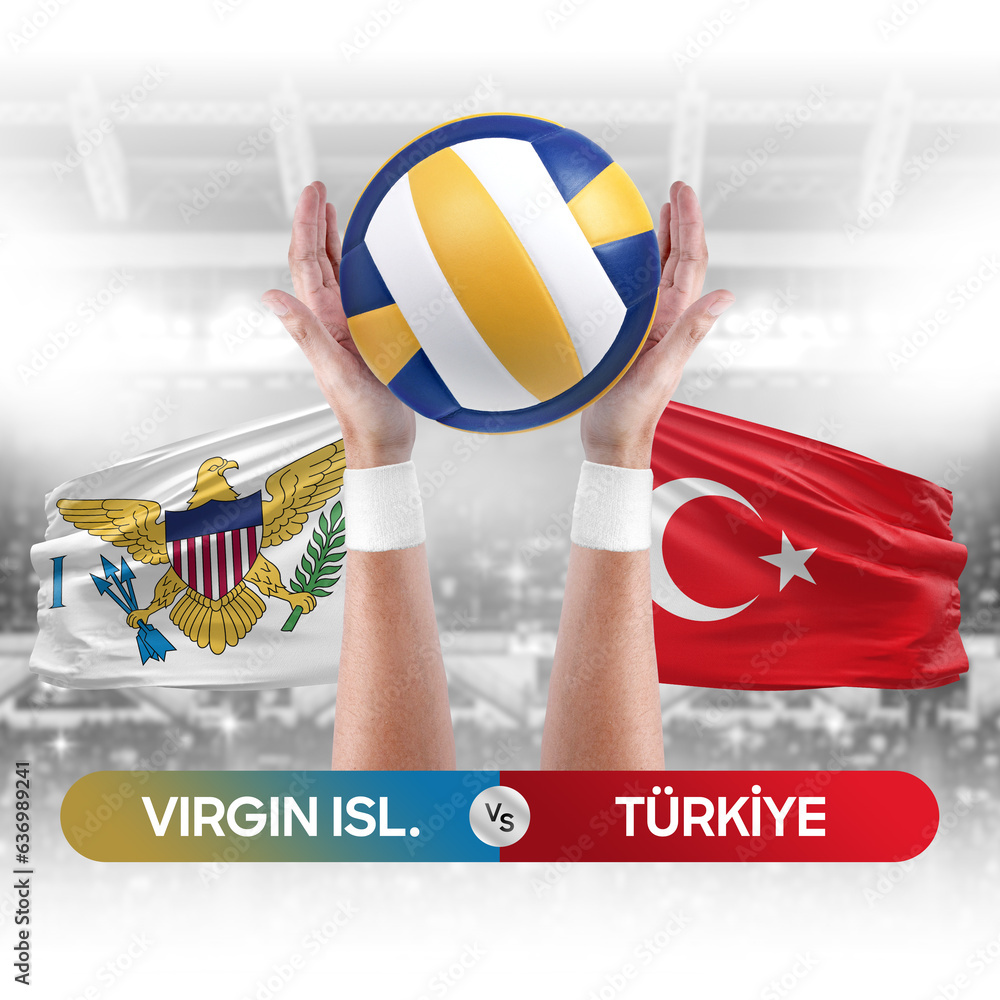 Virgin Islands vs Turkiye national teams volleyball volley ball match competition concept.