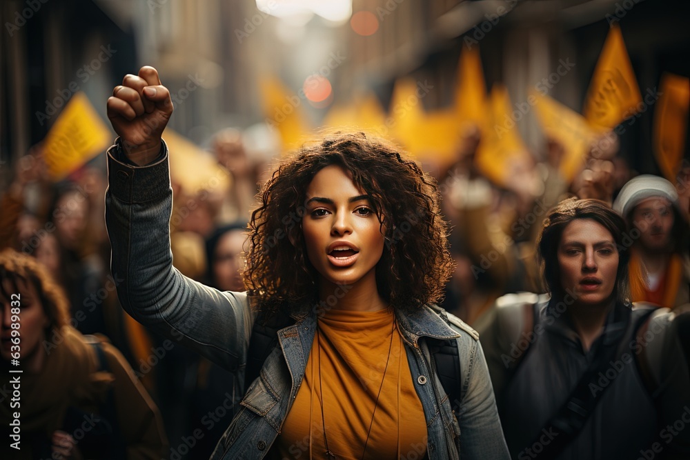 Φωτογραφία In a striking show of solidarity, protestors gather on the street, their signs a
