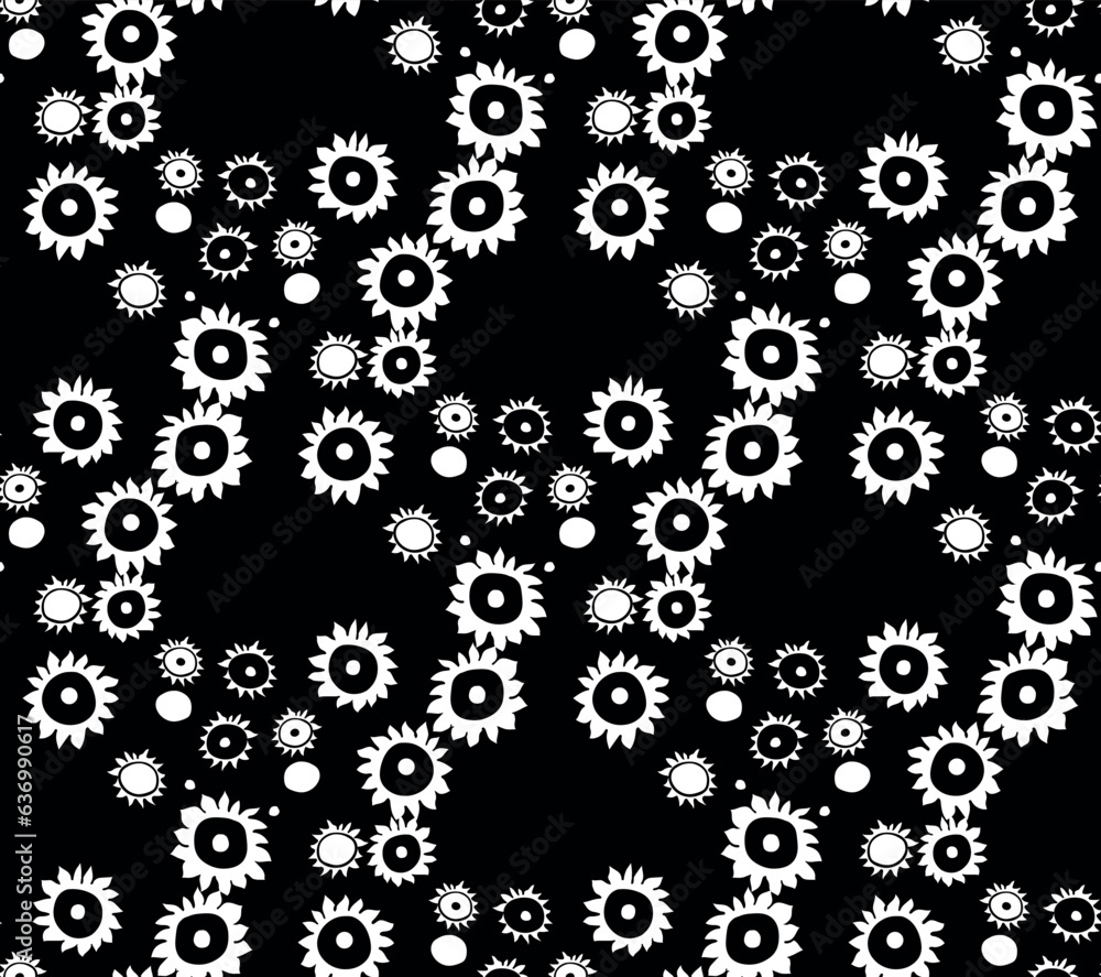 Black and white seamless pattern with flowers Black and white seamless pattern with flowers