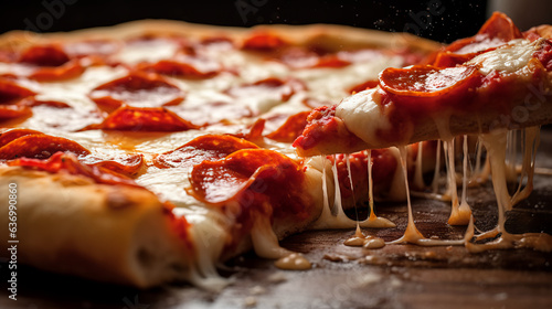 Deliciously greasy pepperoni pizza with a generous amount of melted mozzarella