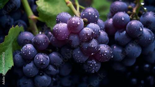 A succulent cluster of purple grapes, glistening with natural sweetness, ready to be savored.