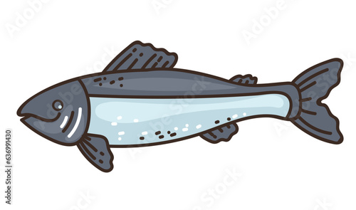 Fish salmon tuna sea water isolated on white background. Vector flat graphic design illustration