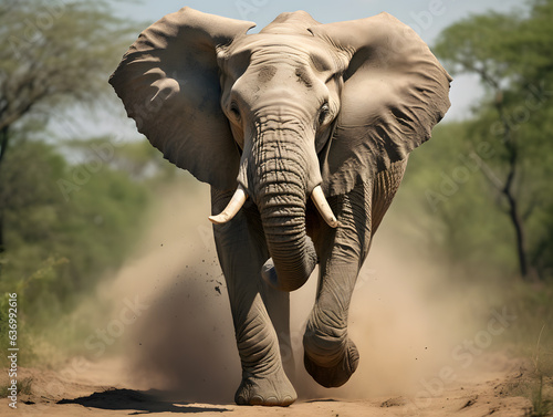 elephant photo running towards the camera