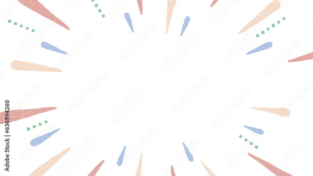 手描きのかわいい集中線(ループ)中間色 手描きのかわいい集中線(ループ)中間色
