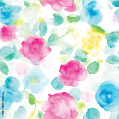 Watercolor flowers seamless pattern 