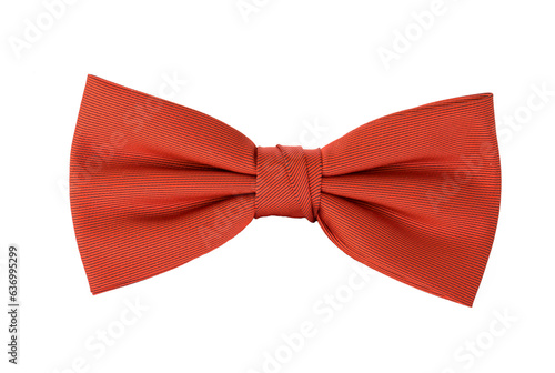 Elegant red silk bow tie isolated on white background.