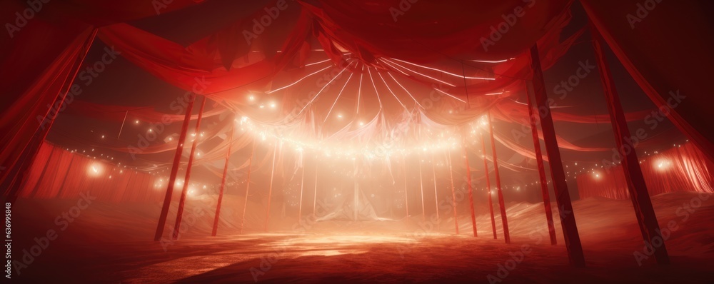 Retro syle circus tent in red and white colors - obrazy, fototapety, plakaty 