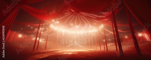 Retro syle circus tent in red and white colors