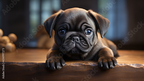 Cute Baby Pug Dog Photo. Generative Ai. © NoOneSaid