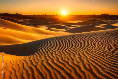 A magical desert with golden dunes and precious gems buried in the terrain - AI Generative