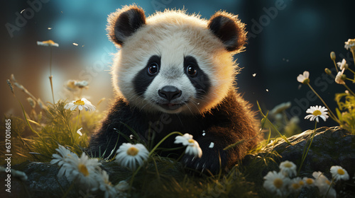 Touching Baby Panda Photograph.