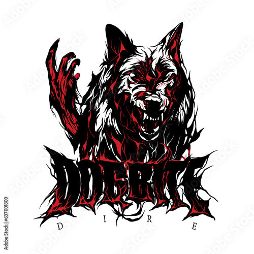 Dog enraged with the hand of the devil possessing it ,dogbite dire