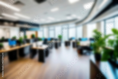 Abstract blurred illustration background. Defocus modern office meeting space room decoration interiors in business building tower.