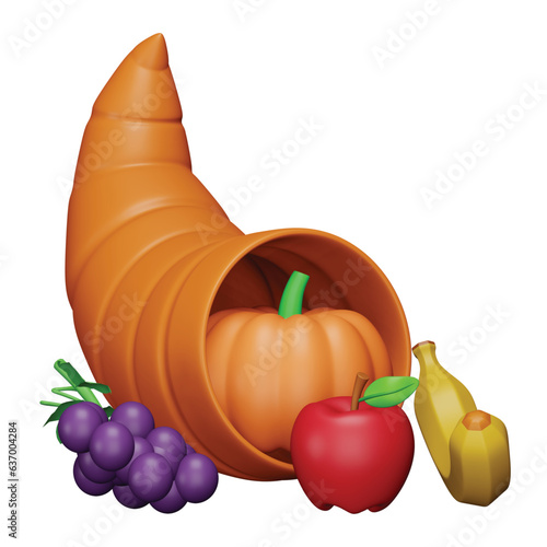 Cornucopia 3d rendering isometric icon.