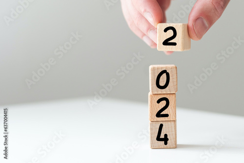 From 2023 to 2024. Merry Christmas and Happy New Year, White background.2024 new year idea concept.