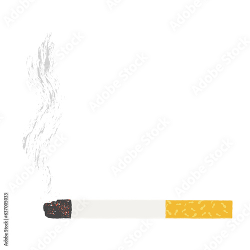 Lighted cigarette with smoke on white background. Anti-smoking . Harmful habit