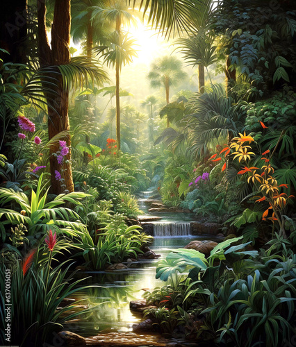 Tropical Artistry in the Form of a Beautiful Garden  Gennerative AI 